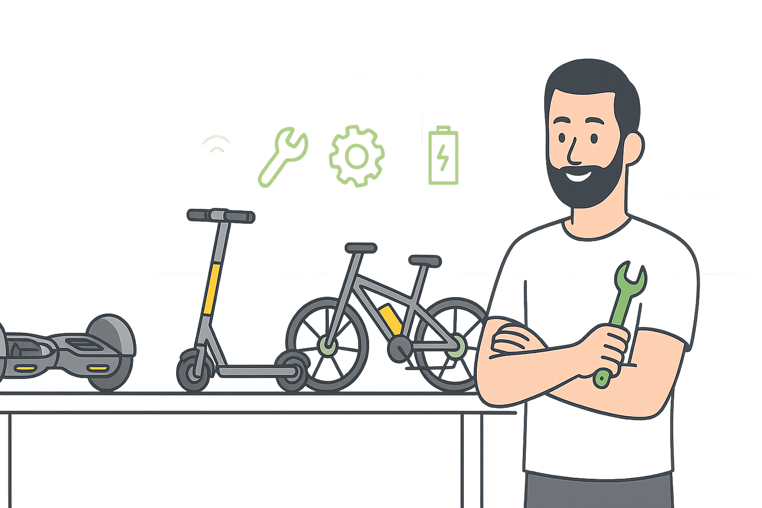 Servis hoverboardov, e-kolobežiek a e-bikov – banner