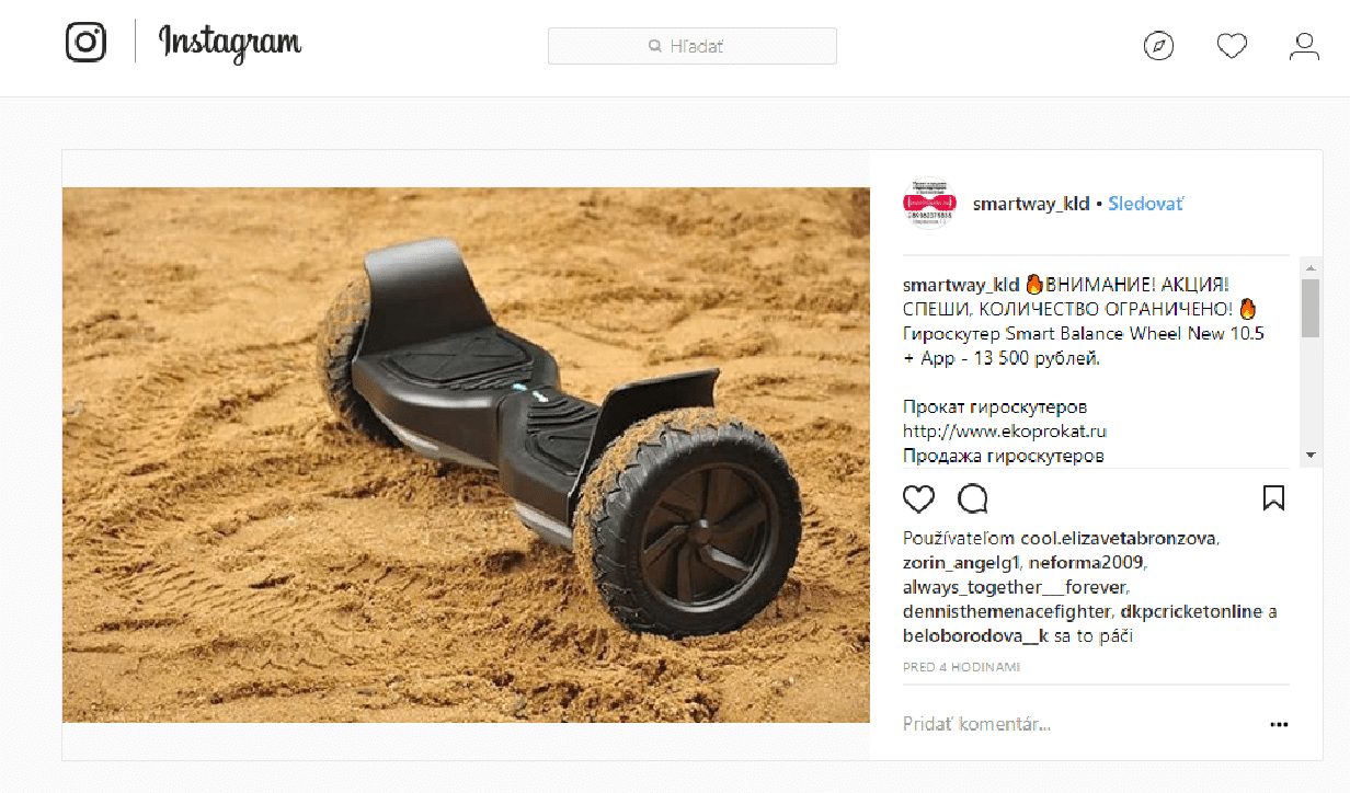Hoverboard 8,5 v piesku